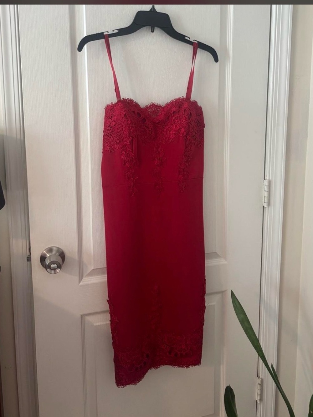 Haute Monde Red Lace Spaghetti Strap Dress